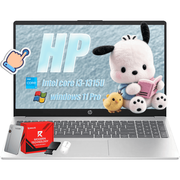 HP Touchscreen Laptop, Intel i3-1315U, 12GB RAM, 512GB SSD, 15.6" 250 nits Anti-Glare Display, Copilot-AI Chat, Windows11 Pro Computer for Business & Students