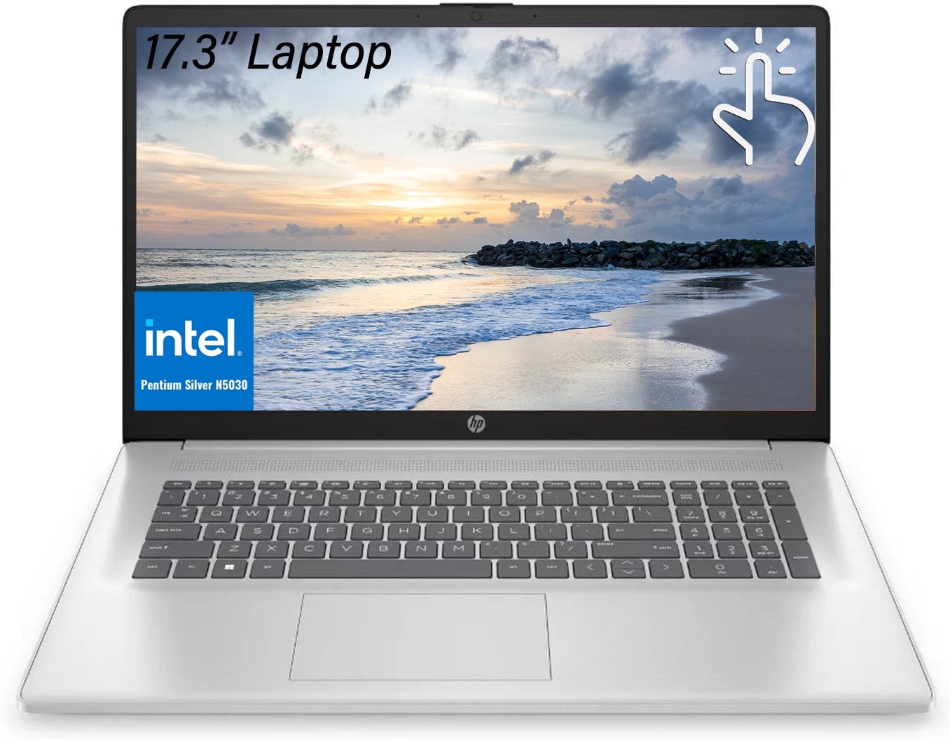 HP Touchscreen Laptop for Student and Business, 17.3" HD+ Touch Laptop, Intel Pentium Silver-N5030, 4GB RAM, 128GB SSD, Windows 11 Home in S Mode