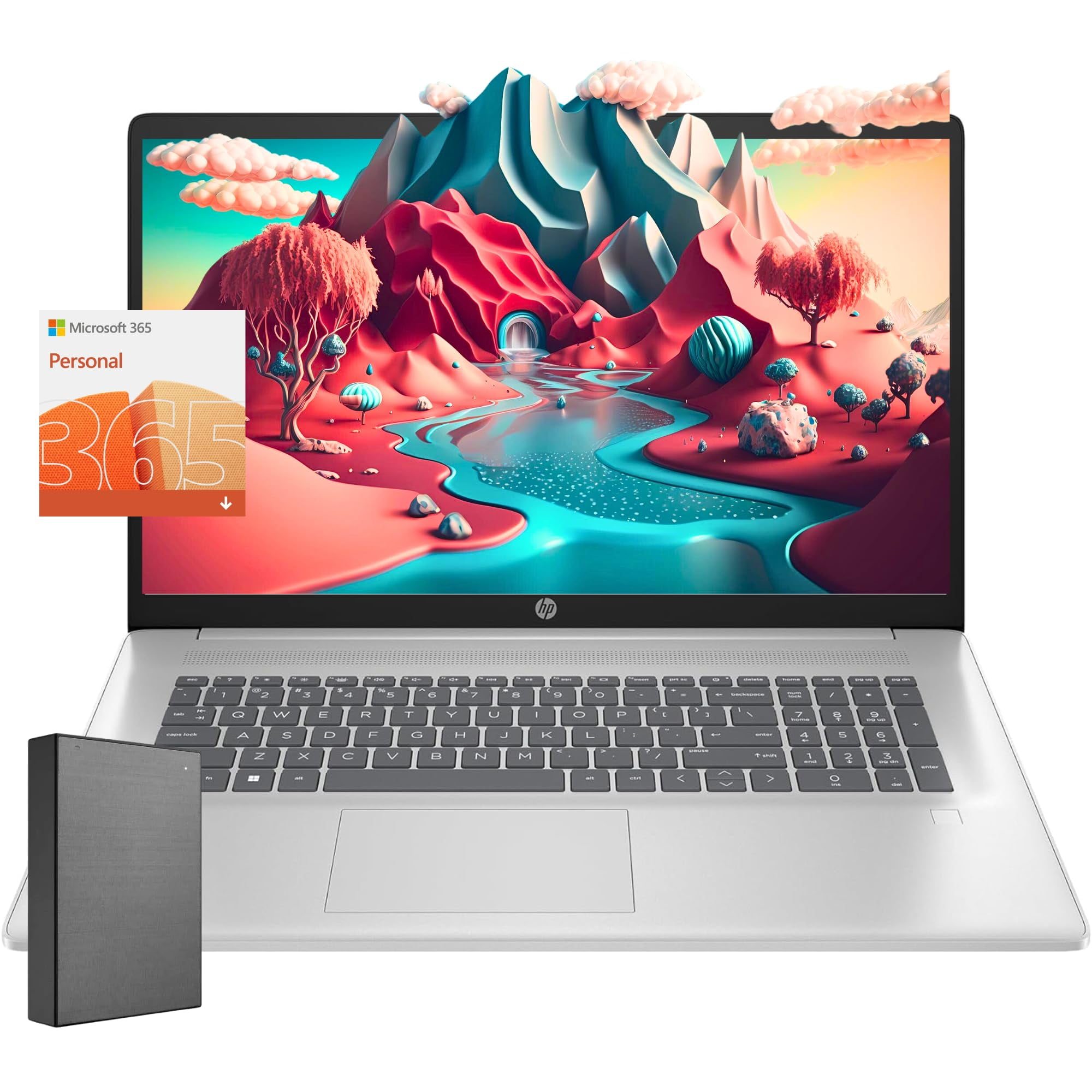 HP Ultrabook 17.3" FHD Laptop with Microsoft 365 Subscription, 32GB RAM