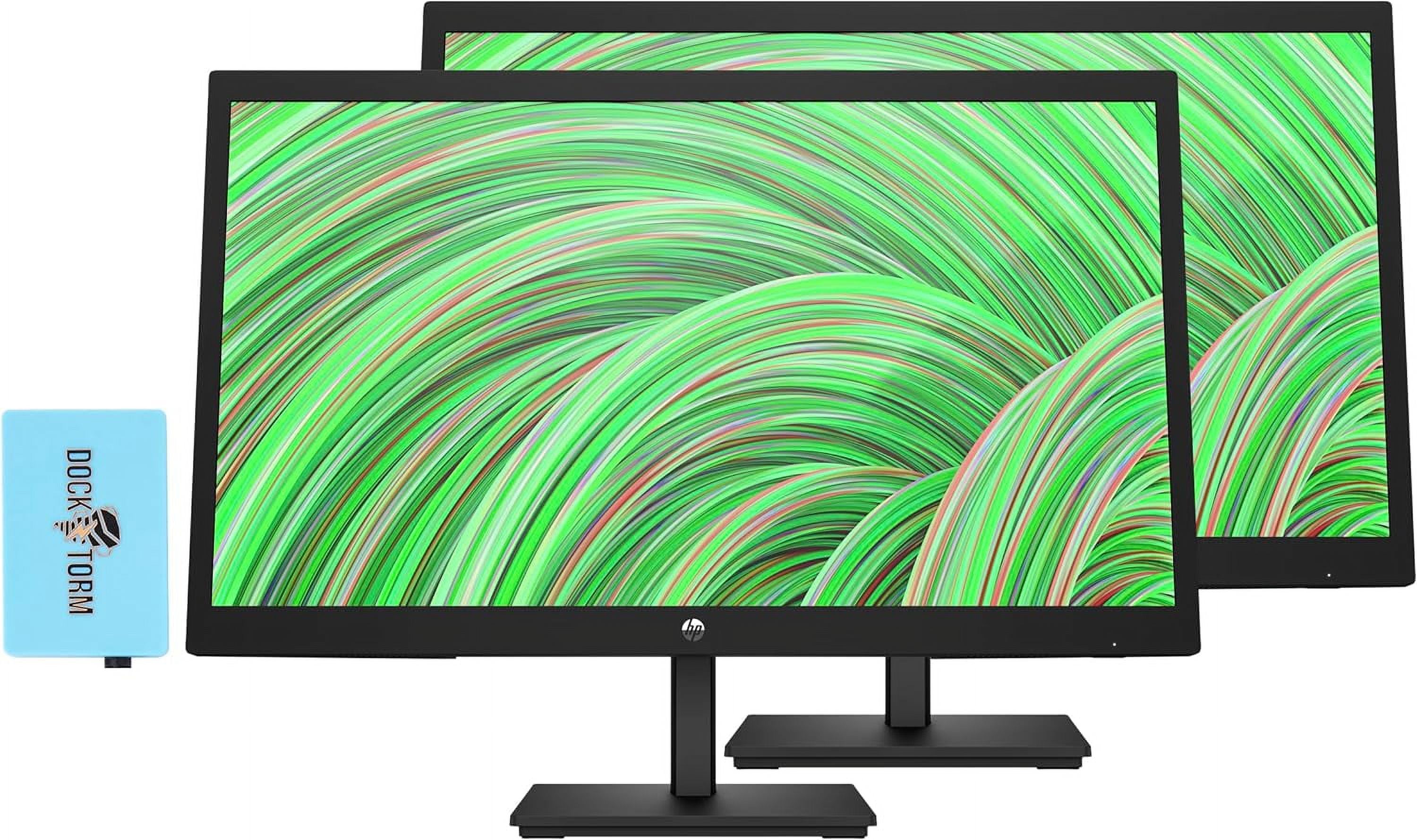 HP V22v G5 FreeSync Monitor 65P56AA#ABA Bundle With Docztorm Dock, 22" FHD VA (1920x1080) 75Hz Display, 1 HDMI 1.4, 1 VGA, Anti-Glare, Ideal for Home & Business, Black (2023 Latest Model) (2 Pack)
