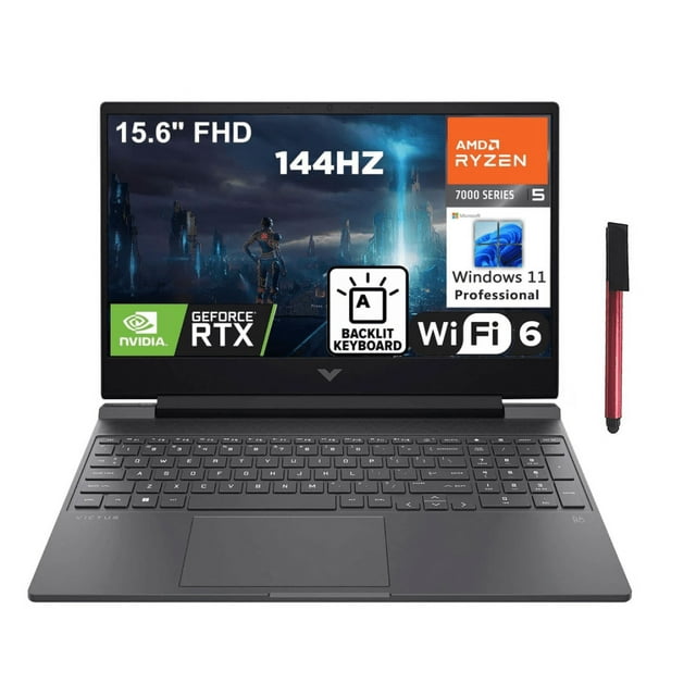HP Victus 15.6" 144Hz FHD Gaming Laptop Computer, Hexa-Core AMD Ryzen 5 7535HS (Beat i5-13420H), 32GB DDR5 RAM, 2TB PCIe SSD, GeForce RTX 2050, WiFi 6, BT5.3, Backlit Keyboard, Windows 11 Home