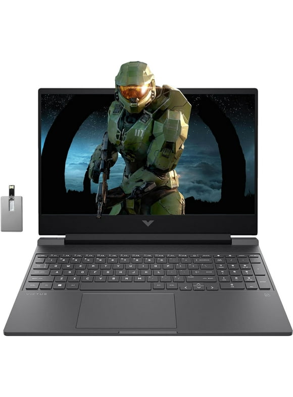 HP Victus 15.6" FHD 144Hz Gaming Laptop, AMD Ryzen 5 7535HS Processor, 16GB DDR5, 512GB SSD, NVIDIA GeForce RTX 2050, Backlit Keyboard, HD Webcam, Gray, Win 11 Pro, 128GB Hotface Extension Set