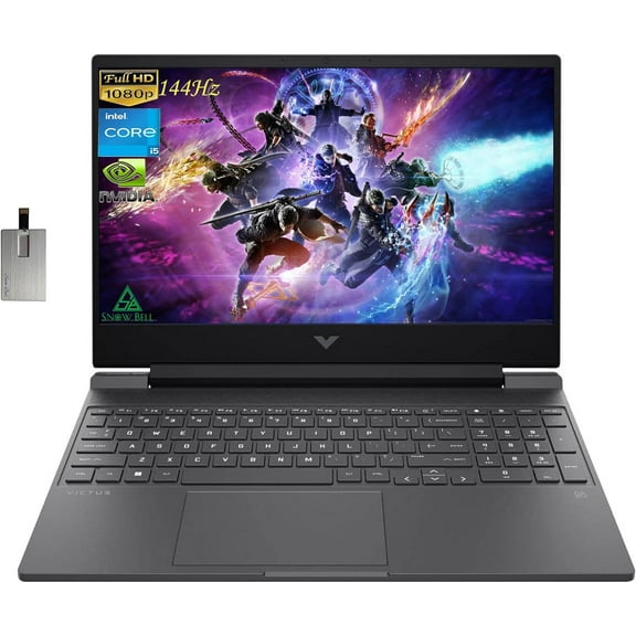 HP Victus 15.6" FHD 144Hz Gaming Laptop, Intel 12th Core i5-12450H, 64GB RAM, 4TB PCIe SSD, NVIDIA GeForce GTX 1650 Graphics, Backlit Keyboard, Win 11 Pro, Mica Silver, 32GB Hotface USB Card