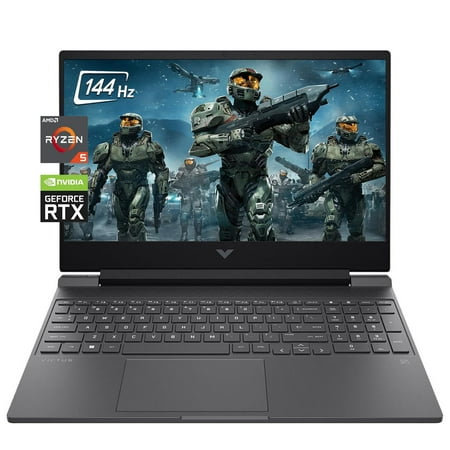 HP Victus 15.6" Full HD 144Hz Gaming Laptop, AMD Ryzen 5 7535HS, 16GB Memory, NVIDIA GeForce RTX 2050, 1TB SSD, Bluetooth, Wi-Fi, Backlit Keyboard, Windows 11, Mica Silver, W/GaLiMu