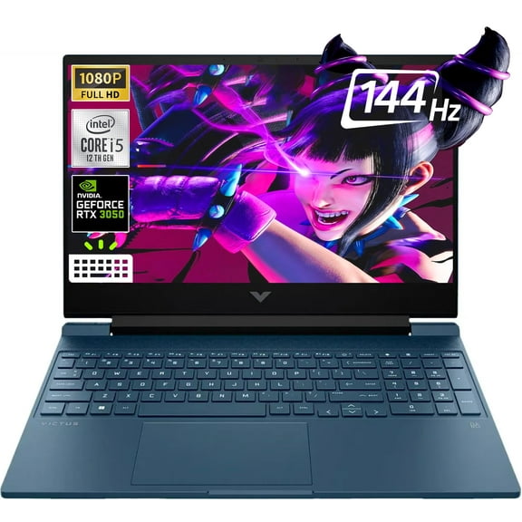 HP - Victus 15.6" Full HD 144Hz Gaming Laptop - Intel Core i5-12450H - NVIDIA GeForce RTX 3050 -Backlit KB-Webcam, Wi-Fi 6, Win11 Home,W/Cloth (32GB RAM | 1TB PCIe SSD+Cloth)
