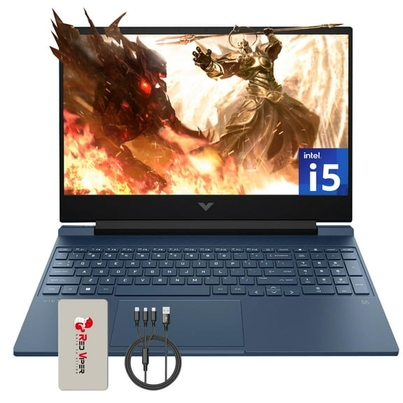 HP Victus 15.6" Full HD 144Hz Gaming Laptop, Intel-i5 12450H, NVIDIA GeForce RTX 3050, 32GB DDR4 RAM, 1TB PCIe SSD, Backlit Keyboard, Wi-Fi 6, Blue, Windows 11 Pro, 128GB Docking Station Set