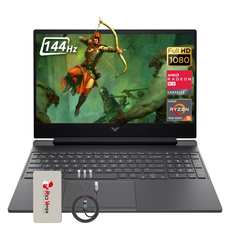 HP Victus 15.6" Gaming Laptop, 144Hz FHD IPS Display, AMD Ryzen 5 7535HS, AMD Radeon RX 6550M, 32GB DDR5 RAM, 2TB PCIe SSD, Backlit Keyboard, Windows 11, Mica Silver, 128GB Docking Station Set