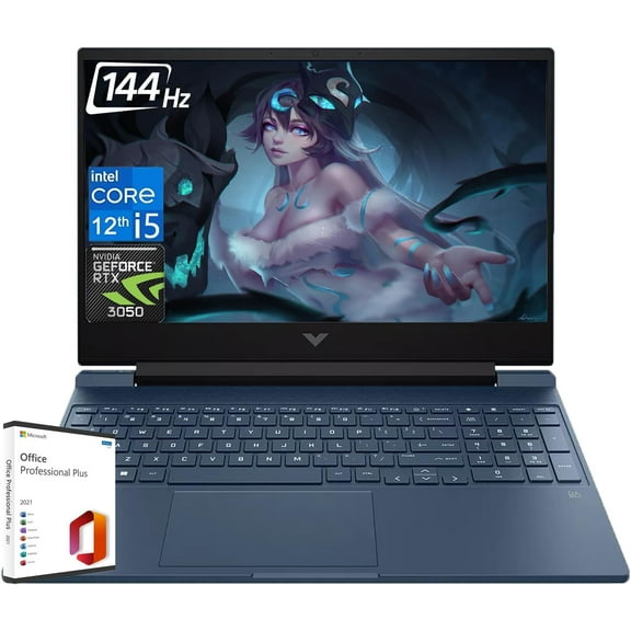 HP Victus 15.6" Gaming Laptop, Intel i5-12450H, GeForce RTX 3050, 16 GB RAM, 1TB SSD, Backlit Keyboard, Windows 11 Pro