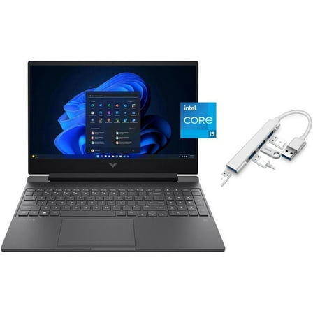 HP Victus 15.6 inch FHD 144Hz Gaming Laptop | Intel Core i5-13420H | NVIDIA GeForce RTX 4050 6GB | Backlit | Mica Silver| 16GB RAM | 512GB SSD | Windows 11 Home | Bundle with USB 3.0 Hub