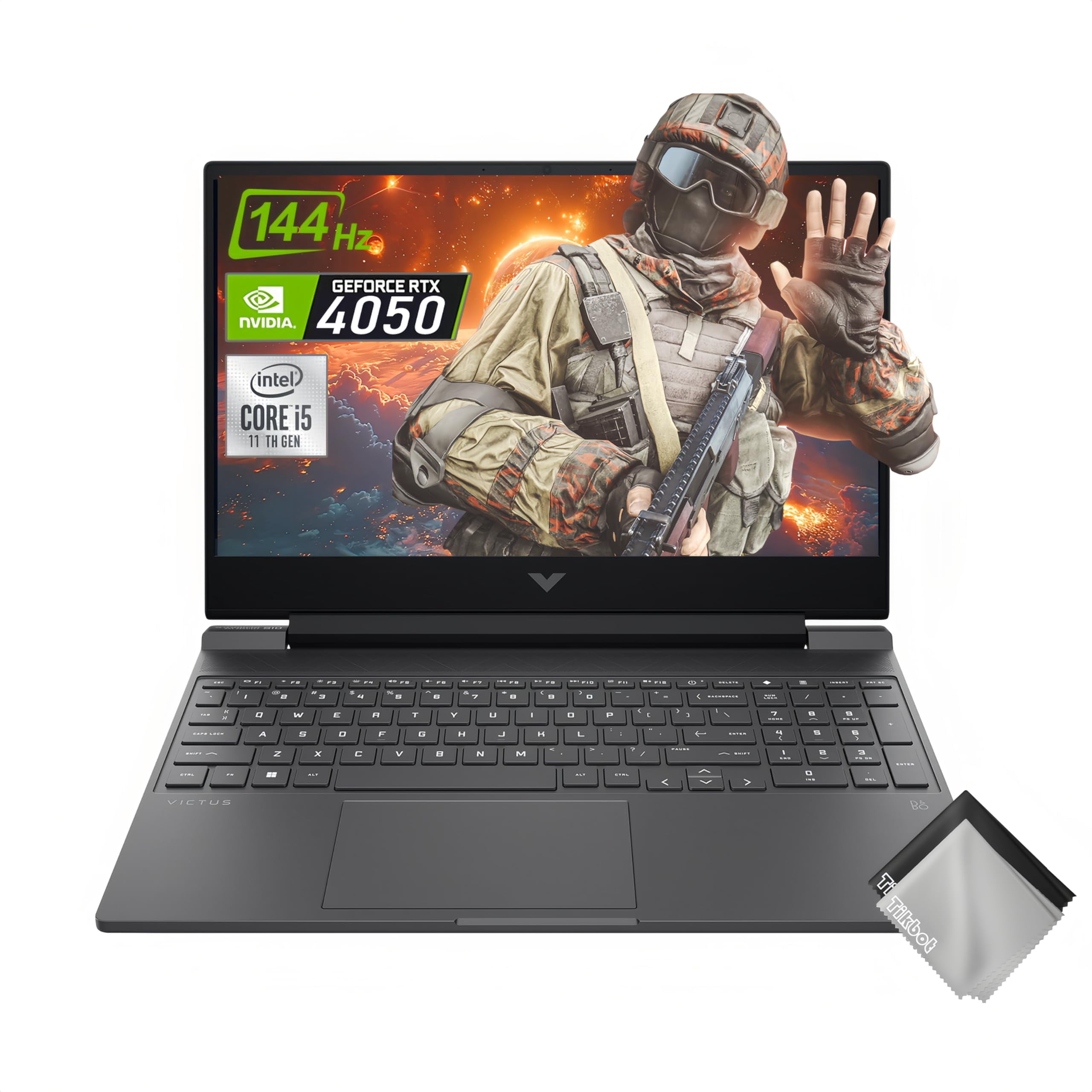 HP Victus 15.6-inch FHD 144Hz Gaming Laptop, Intel Core i5-13420H, NVIDIA GeForce RTX 4050 6GB,Wi-Fi 6,Bluetooth 5.3 ,Win11 Home,w/Cloth (32GB RAM | 1TB PCIe SSD)