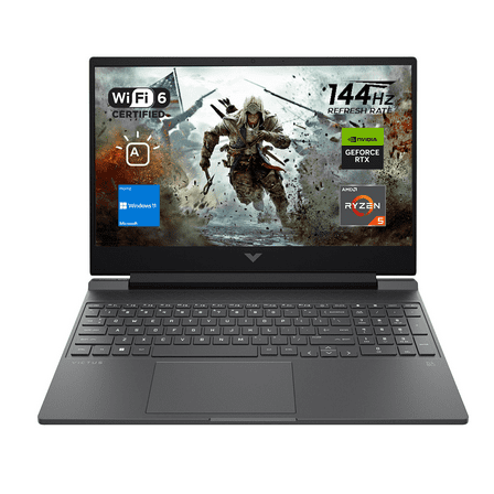 HP Victus 15 Gaming Laptop, 15.6" FHD 144Hz Display, AMD Ryzen 5 7535HS, 16GB DDR5 RAM, 512GB SSD, NVIDIA GeForce RTX 2050, Backlit Keyboard, Wi-Fi 6, Windows 11 Home, Silver
