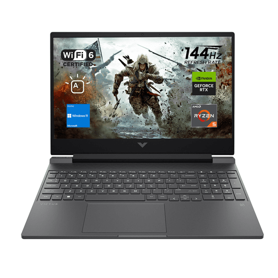 HP Victus 15 Gaming Laptop, 15.6" FHD 144Hz Display, AMD Ryzen 5 7535HS, 32GB DDR5 RAM, 2TB SSD, NVIDIA GeForce RTX 2050, Backlit Keyboard, Wi-Fi 6, Windows 11 Home, Silver