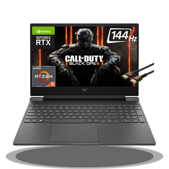 HP Victus 15 Gaming Laptop 15.6" FHD IPS 144Hz AMD 7000 Ryzen 5 7535HS (Beats i7-11800H) GeForce RTX 2050 4GB Graphic Backlit USB-C B&O Win11 Black + HDMI Cable (16GB RAM | 1TB SSD)