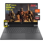 HP Victus 15 Gaming Laptop 15.6" FHD IPS 144Hz AMD FreeSync Premium AMD Hexa-core Ryzen 5 7535HS 32GB RAM 1TB SSD Radeon RX 6550M >RTX3050 Backlit USB-C Fast Charging Win11 w/ICP Accessory