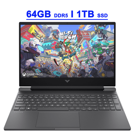 HP Victus 15 Premium Gaming Laptop 15.6" FHD IPS 144Hz AMD 6-core Ryzen 7 7445HS 64GB DDR5 1TB SSD GeForce RTX 4050 Backlit USB-C DTS:X Ultra Wi-Fi 6 Win11