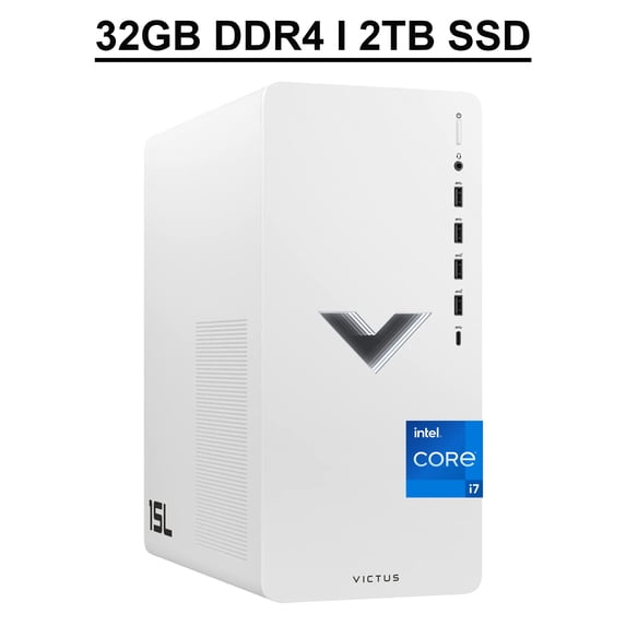 HP Victus 15L Gaming Desktop Computer 12th Gen Intel 12-Core i7-12700F Processor 32GB DDR4 2TB SSD NVIDIA GeForce RTX 3060 Ti 8GB with LHR Bluetooth USB-C Win11 White