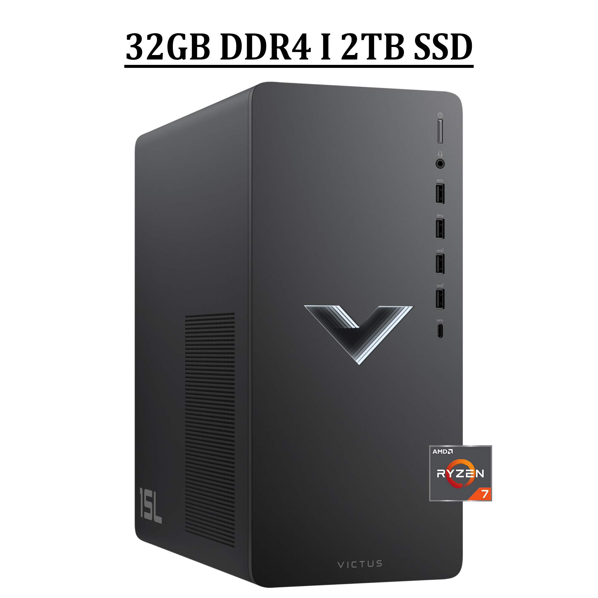 HP Victus 15L Gaming Desktop Computer AMD Octa-Core Ryzen 7