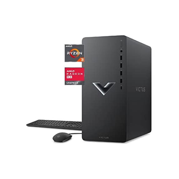HP Victus 15L Gaming Desktop Computer Bundle PC, AMD Ryzen 3 Processor, 8 GB SDRAM, 256 GB SSD, Windows 11 Home OS, Surround Sound, Wi-Fi 6 and Bluetooth (TG02-0110, 2022)