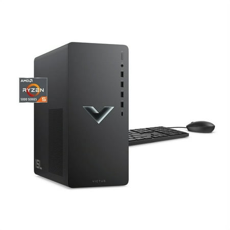 HP Victus 15L Gaming Desktop PC, AMD Ryzen 5 5600G, AMD RX6400, 64GB RAM, 8TB SSD, Mica Silver, Windows 11 Home, TG02-0013w