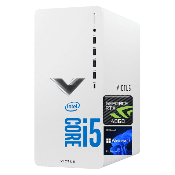 HP Victus 15L Gaming Desktop, Intel Core i5-13400, GeForce RTX 4060, 16GB RAM, 1TB SSD, W11P, White