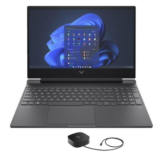 HP Victus 15z Gaming Laptop (AMD Ryzen 5 5600H 6-Core, 15.6in 144 Hz Full HD (1920x1080), Radeon RX 6500M, 32GB RAM, 2TB PCIe SSD, Backlit KB, Win 10 Pro) with G5 Essential Dock