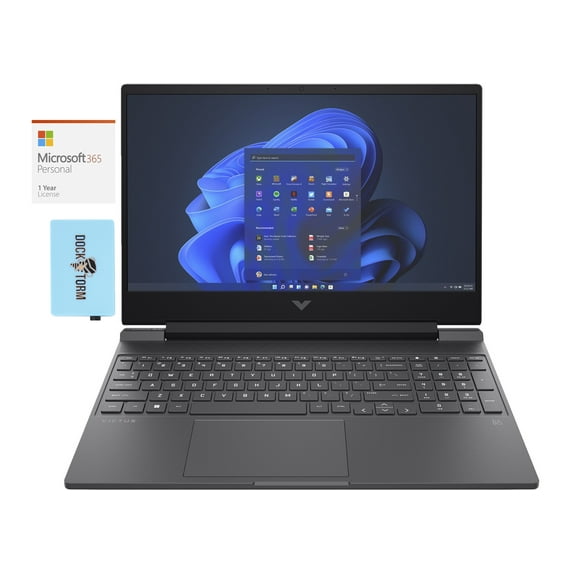 HP Victus 15z Gaming Laptop (AMD Ryzen 5 5600H 6-Core, 15.6in 144 Hz Full HD (1920x1080), Radeon RX 6500M, 64GB RAM, Win 11 Home) with Microsoft 365 Personal , Dockztorm Hub