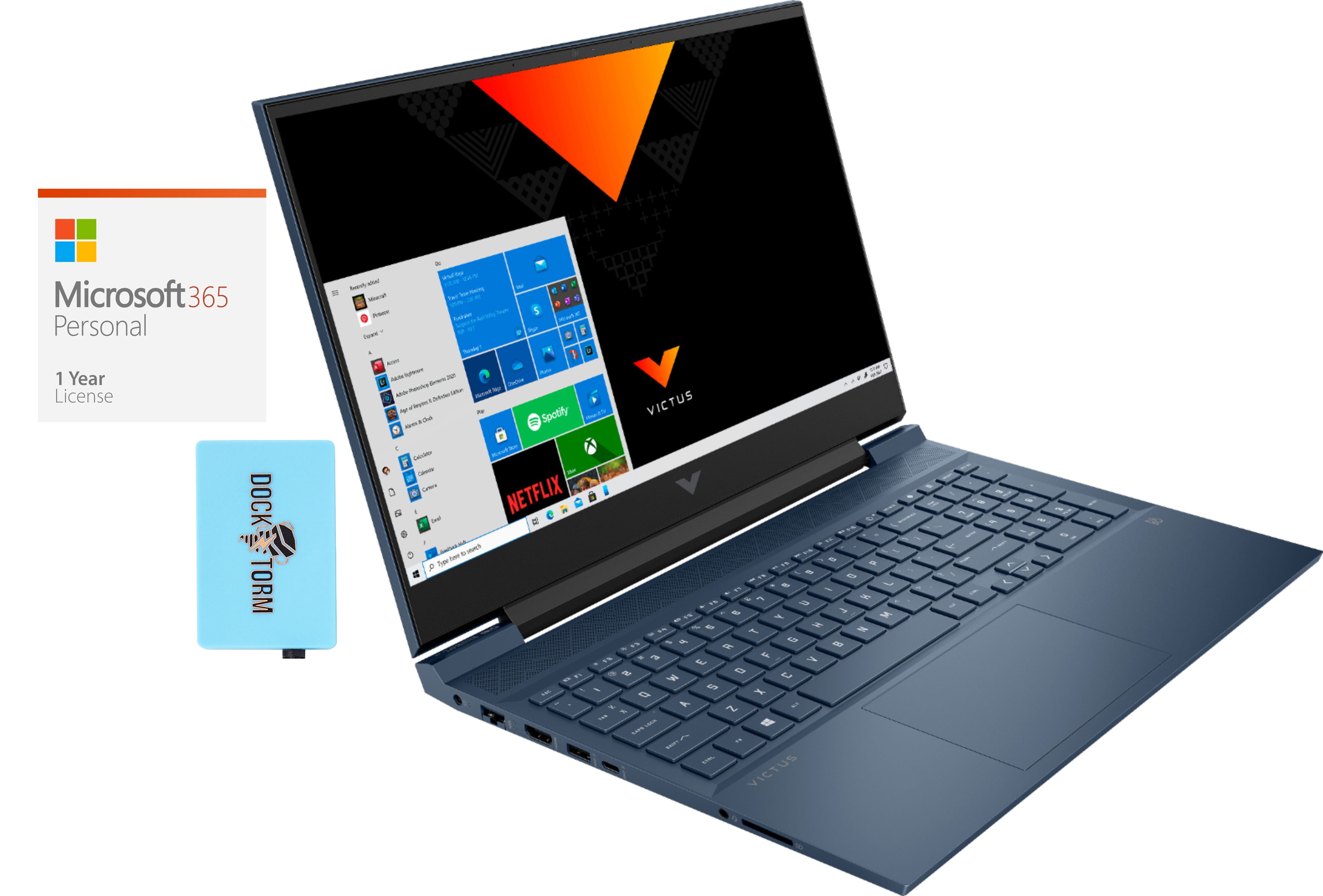 HP Victus 16 16.1" Full HD (1920x1080) Laptop (Intel i5-11400H 6-Core, NVIDIA GeForce RTX 3050, 8GB RAM, 256GB PCIe SSD, Webcam, Wifi, Bluetooth, Win 11 Pro) with Microsoft 365 Personal , Hub