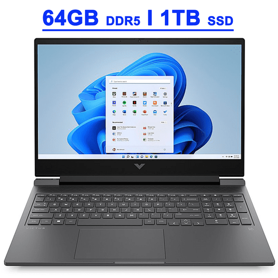 HP Victus 16 Premium Gaming Laptop 16.1" QHD IPS 240Hz AMD 8-Core Ryzen 7 7840HS Processor 64GB DDR5 1TB SSD GeForce RTX 4060 8GB Graphic Backlit USB-C Fast Charging B&O FHD Webcam Win11 Black