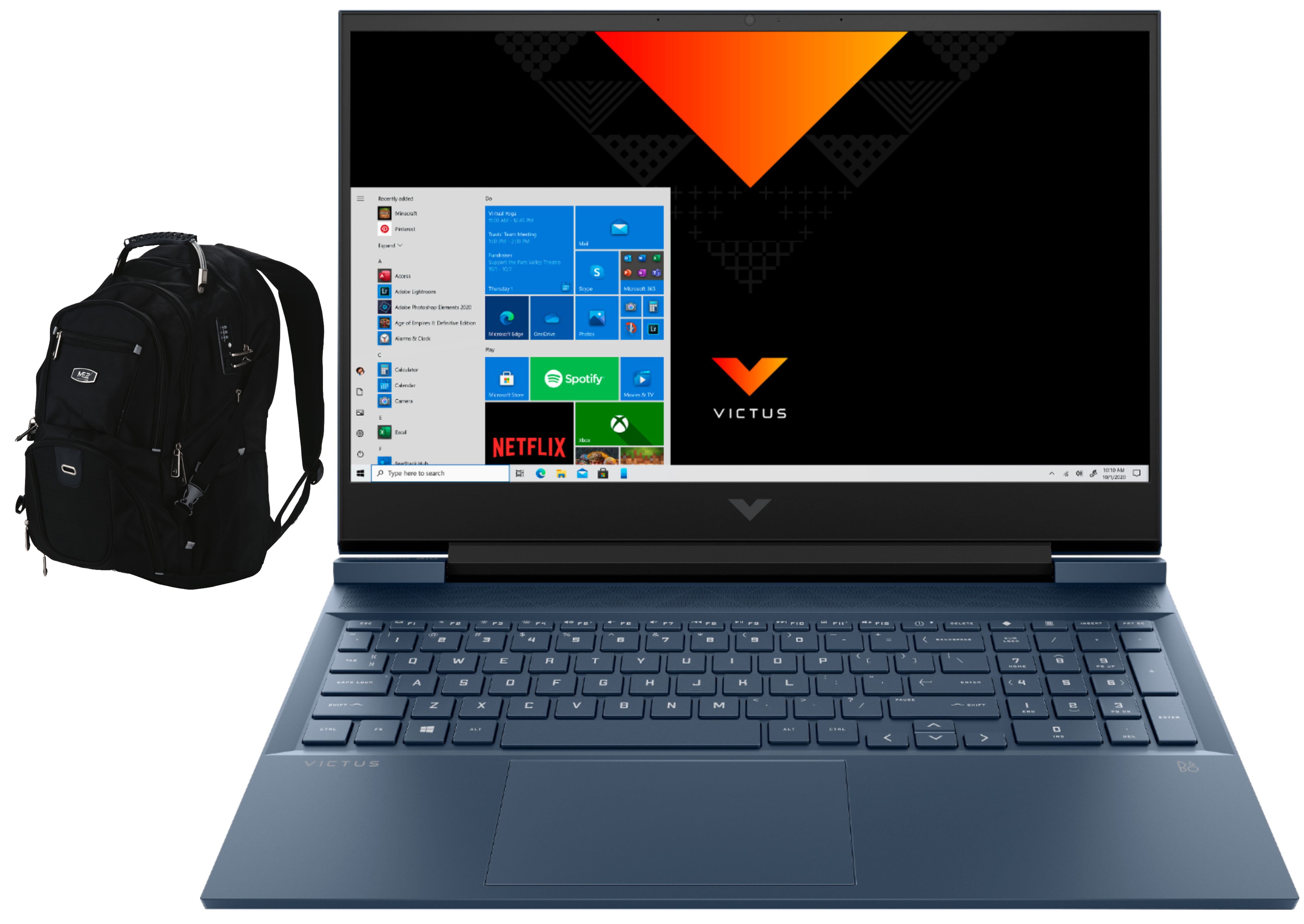 HP Victus 16z Gaming & Entertainment Laptop (AMD Ryzen 5 5600H 6-Core, 16.1" 60Hz Full HD (1920x1080), NVIDIA RTX 3050 Ti, 16GB RAM, 4TB PCIe SSD, Win 11 Home) with Travel & Work Backpack