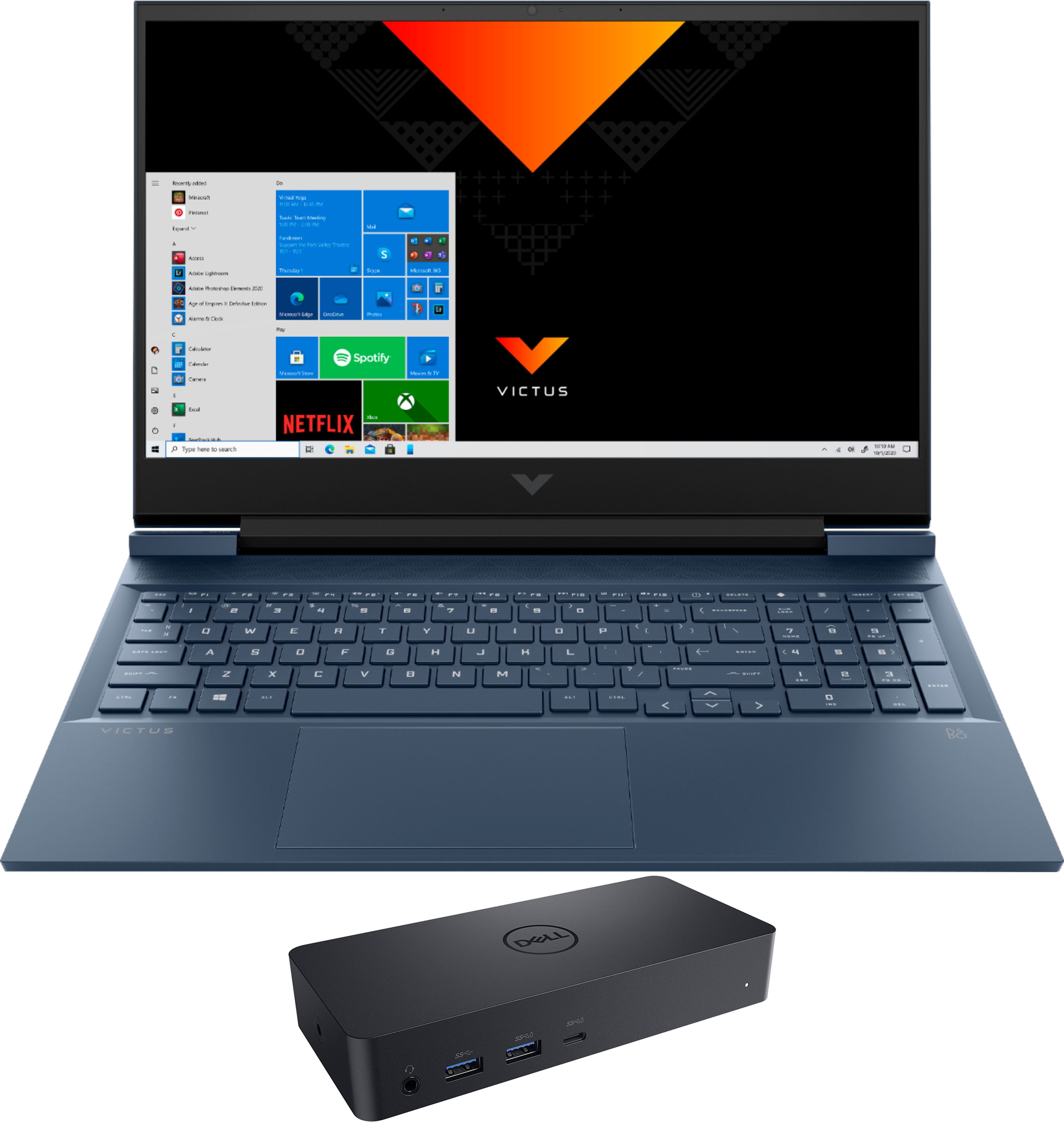 HP Victus 16z Gaming & Entertainment Laptop (AMD Ryzen 5 5600H 6-Core, 16.1" 60Hz Full HD (1920x1080), NVIDIA RTX 3050 Ti, 32GB RAM, 1TB PCIe SSD, Backlit KB, Wifi, Win 11 Home) with D6000 Dock