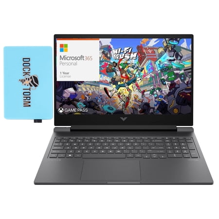 HP Victus Gaming/Entertainment Laptop (AMD Ryzen 7 8845HS 8-Core, 16.1in 144 Hz Full HD (1920x1080), GeForce RTX 4070, Win 11 Home) with Microsoft 365 Personal , Dockztorm Hub