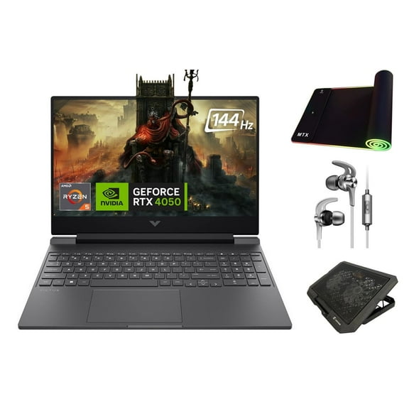 HP Victus Gaming Laptop, 15.6" FHD 144Hz Display, Ryzen 5-8645HS (Beats i7-12650H), GeForce RTX 4050, 64GB DDR5, 1TB PCIe 4.0, WiFi 6, Backlit, HDMI, RJ45, Keypad, 3-in-1 RGB Gaming Bundle, Win 11