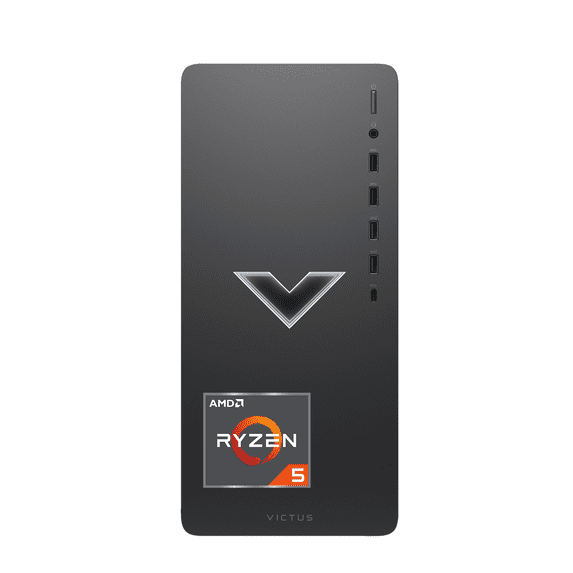 HP Victus Gaming Tower Desktop, AMD Ryzen 5 5600G, AMD Radeon RX 6400, 16GB RAM, 1TB SSD, Wi-Fi, RJ-45, HDMI,DP Port, Windows 11 Home, Wired KB & Mouse