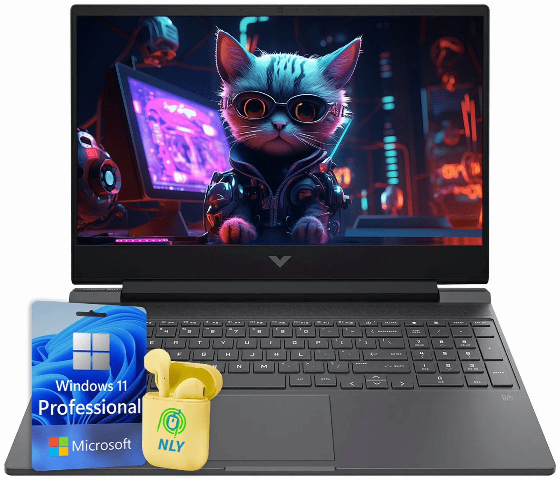 HP Victus Laptop, 15.6" FHD IPS LED Gaming Laptop, Windows 11 Pro 16GB RAM 512GB SSD, Intel Core i5-12450H Processor, Backlit Keyboard, Numeric Keypad, RJ-45, NLY Earphones, Mica Silver