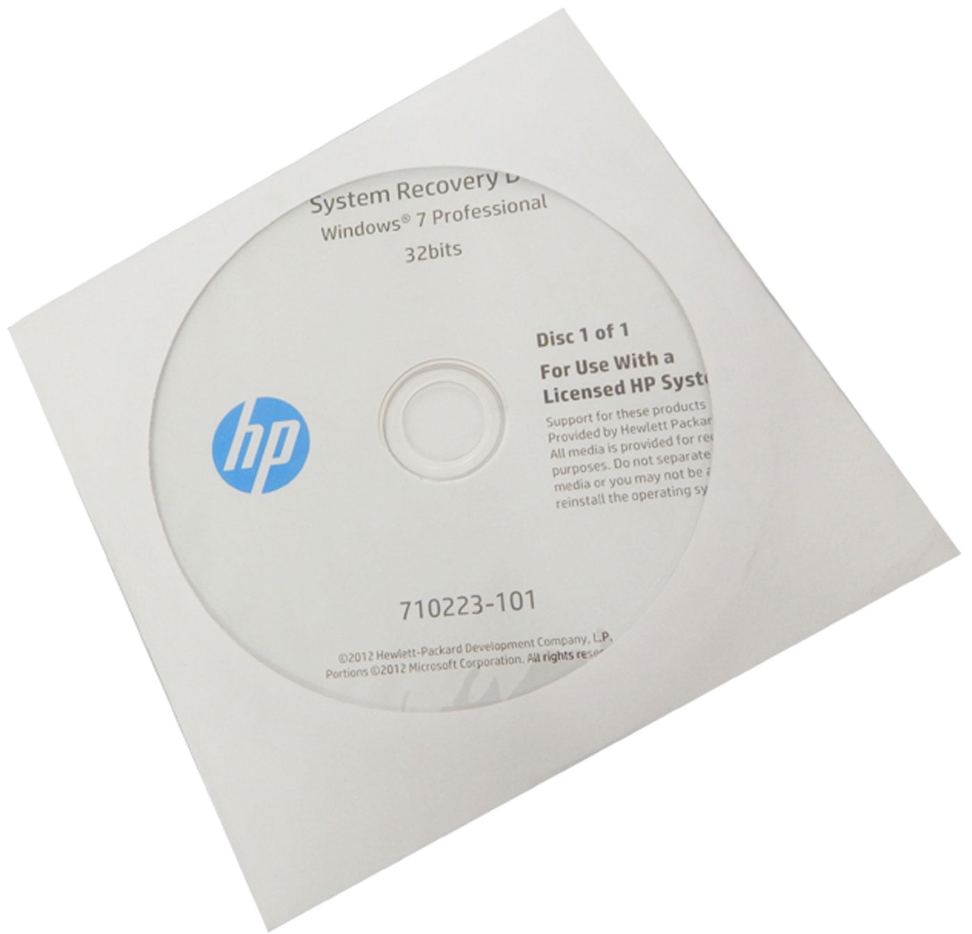 HP Windows 7 Pro 32bits DVD System Recovery 710223-101 HP Windows 7 Pro 32bits DVD System Recovery 710223-101
