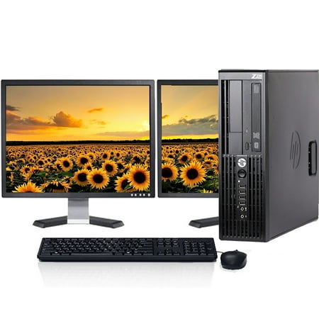 HP Z230 Desktop Computer, Intel i3 CPU,  8GB RAM,  1TB HDD,  DVD,  Wi-Fi with Dual 19" LCD Monitors- Windows 10 Restored