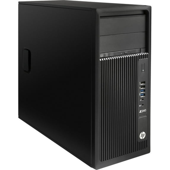 HP Z240 Workstation, 1 x Intel Xeon Quad-core (4 Core) E3-1245 v6 3.70 GHz, 8 GB DDR4 SDRAM RAM, 1 TB HDD, 256 GB SSD, Mini-tower, Black