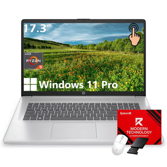 HP 17 Touchscreen Laptop Computer - 17.3" HD+ Anti-Glare Display • AMD Ryzen 5 7430U • 32GB RAM • 1TB SSD • Wi-Fi 6 • Windows 11 Pro • Copilot Fast Charge • for Business & Student