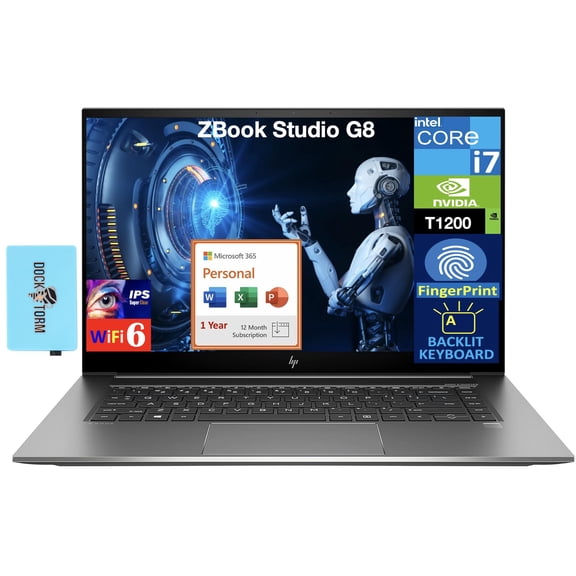 HP ZBook Studio G8 Workstation Workstation 15.6" 60Hz IPS FHD Display (Intel i7-11850H, T1200 4GB, 32GB DDR4, 512GB PCIe SSD, Win 11 Pro) w/MS 365 Personal, DKZ USB Port Expander