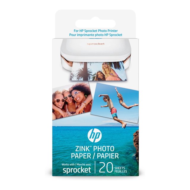 HP Zero Ink (ZINK) Photo Paper 2" x 3" Glossy 20 / Pack White