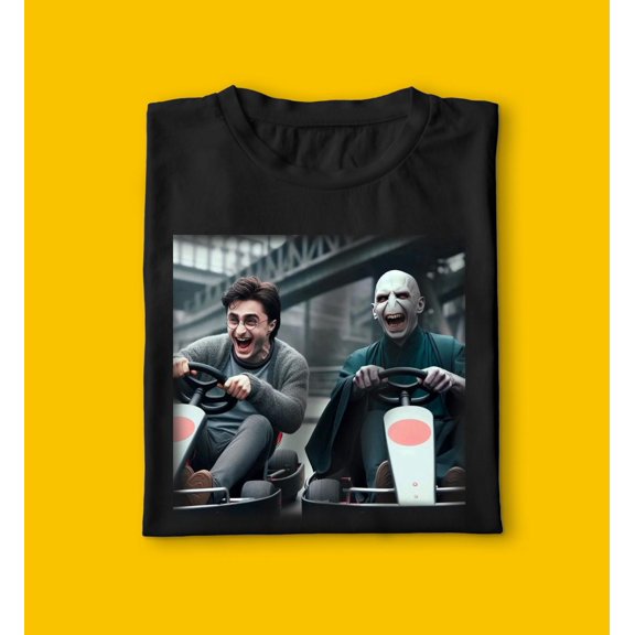 HP and Voldemort Humorous Print Graphic Tee Unisex Gildan Cotton T Shirt