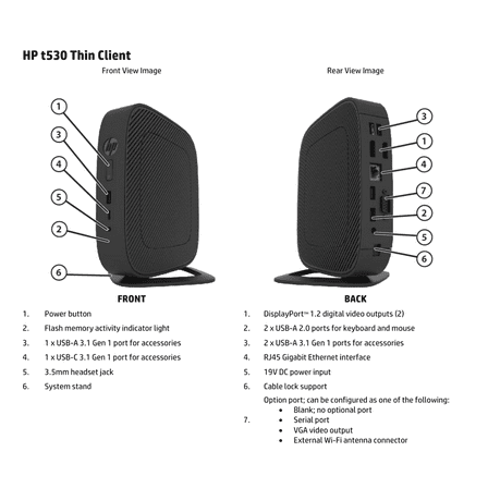 HP t530 Thin Client AMD GX-215JJ 1.50GHz 4GB RAM 16GB SSD 1MV51UA