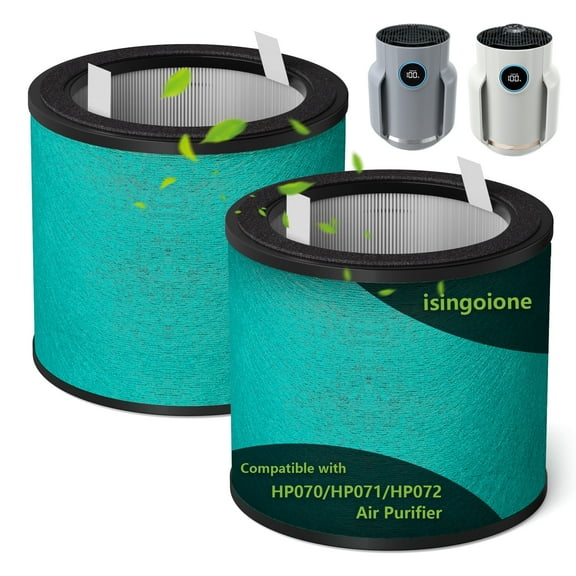 HP072 HP071BRN NeverChange Replacement Filter Compatible with Shark HP072, HP071BRN, HP070, UA075, HP072QGD, HP072QGN, HP072C Air Purifiers, H13 True HEPA and Activated Carbon Filter, 2 pack