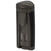 HP3 Inline Triple Flame Cigar Lighter, Attractive Gift Box, EZ-View Red Fuel Window, Honeycomb Texture, Gunmetal