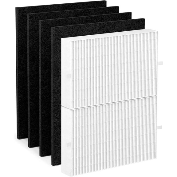 HPA200 HEPA Replacement Filter R for Honeywell Air Purifier 200 Series, 2 HEPA Filters with 4 Pre-Cut Carbon Filters