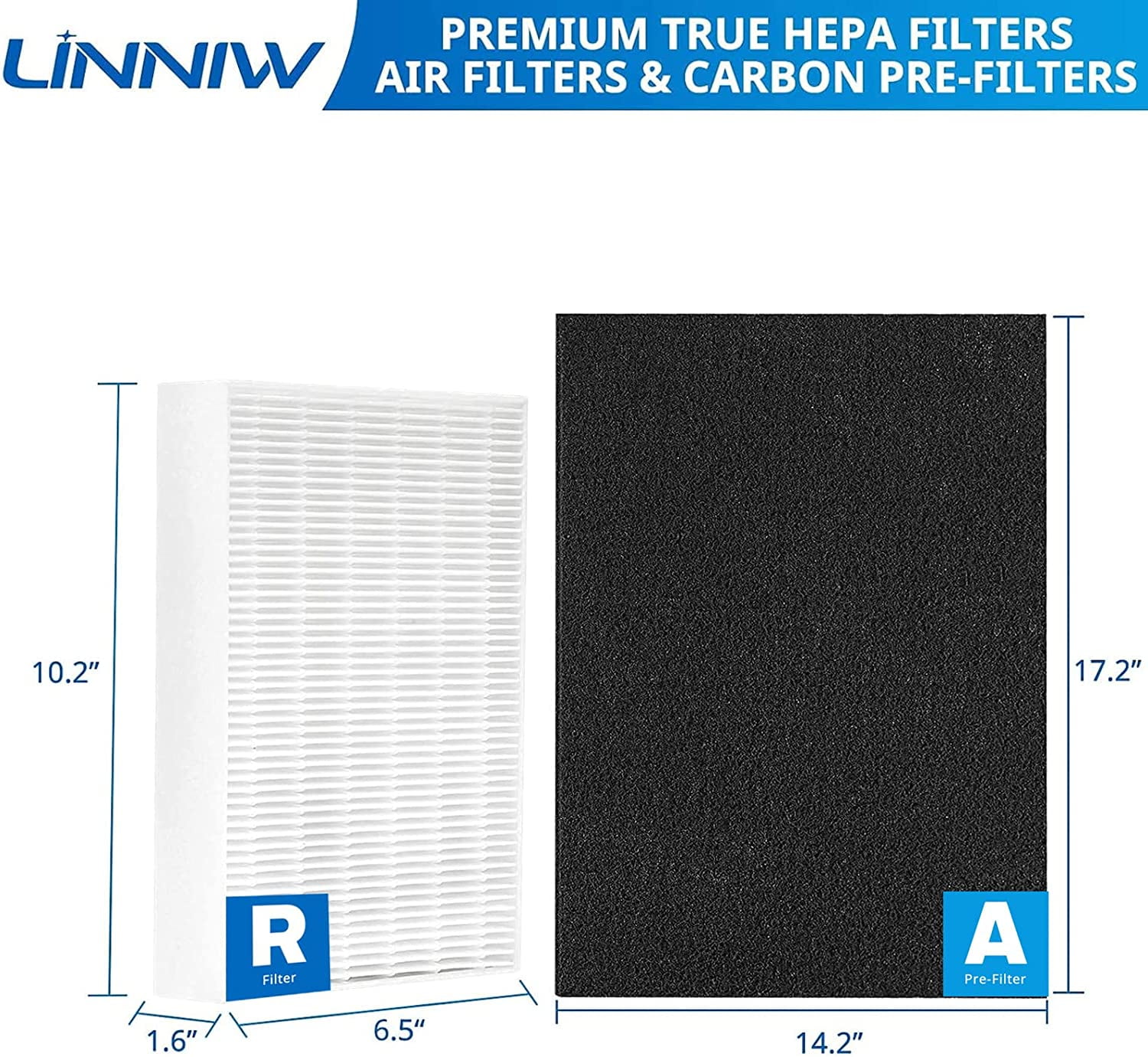 HPA300 HEPA Filter  for   Purifiers, 6 Pack True HEPA + 8 Carbon Pre-Filters, Compatible with HPA300/200/100 Series