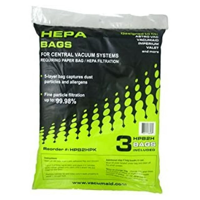 HPB2H HEPA bag (Qty. 3) fits AstroVac, Valet and VacuMaid Model