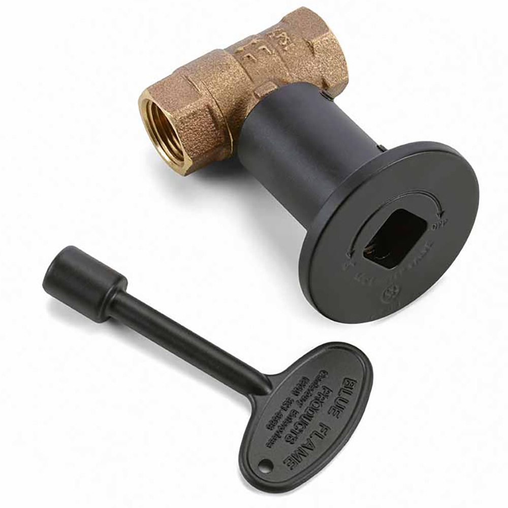 HPC Fire 1/2in. Straight Gas Fire Pit Valve Kit, Flat Black Flange/Key