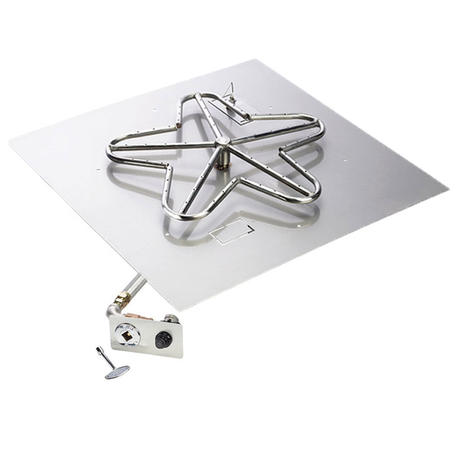 HPC Fire Spark Ignition Fire Pit Burner Kit, 30in. x 30in. Pan, Natural