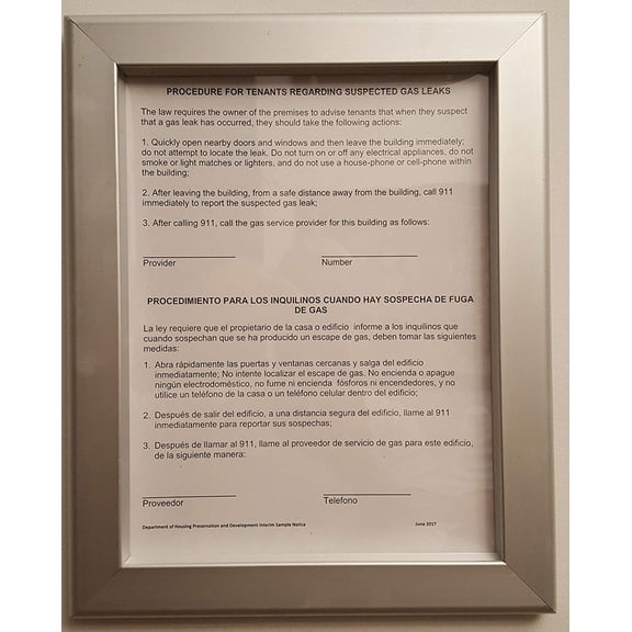 HPD Gas Notice Frame 8.5 x 11( Heavy Duty - Aluminum)